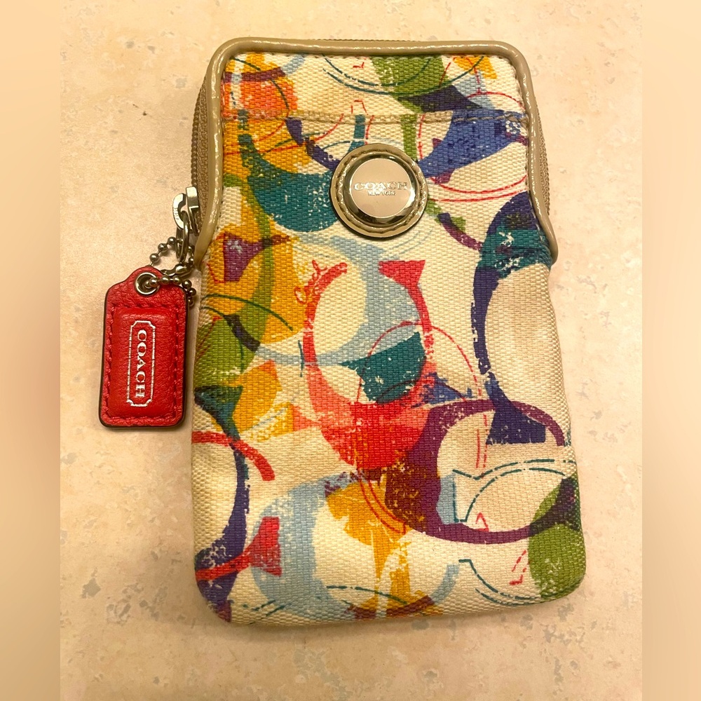 Coach Colorful Abstract Canvas Wristlet